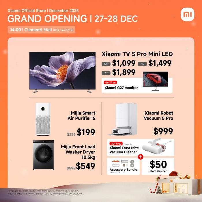 Xiaomi The Clementi Mall Grand Opening: $700 OFF Xiaomi 15 Ultra (27-28 Dec 2025) Xiaomi The Clementi Mall Grand Opening: $700 OFF Xiaomi 15 Ultra (27-28 Dec 2025)