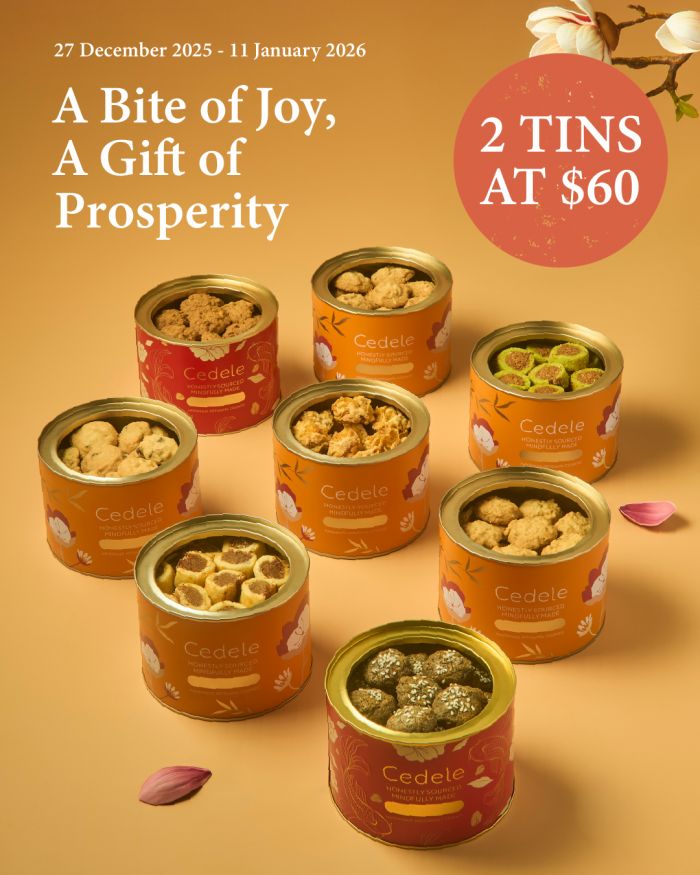 Cedele CNY Cookie Promotion: 2 Tins for $60 Special (27 Dec 2025 - 11 Jan 2026) Cedele CNY Cookie Promotion: 2 Tins for $60 Special (27 Dec 2025 - 11 Jan 2026)