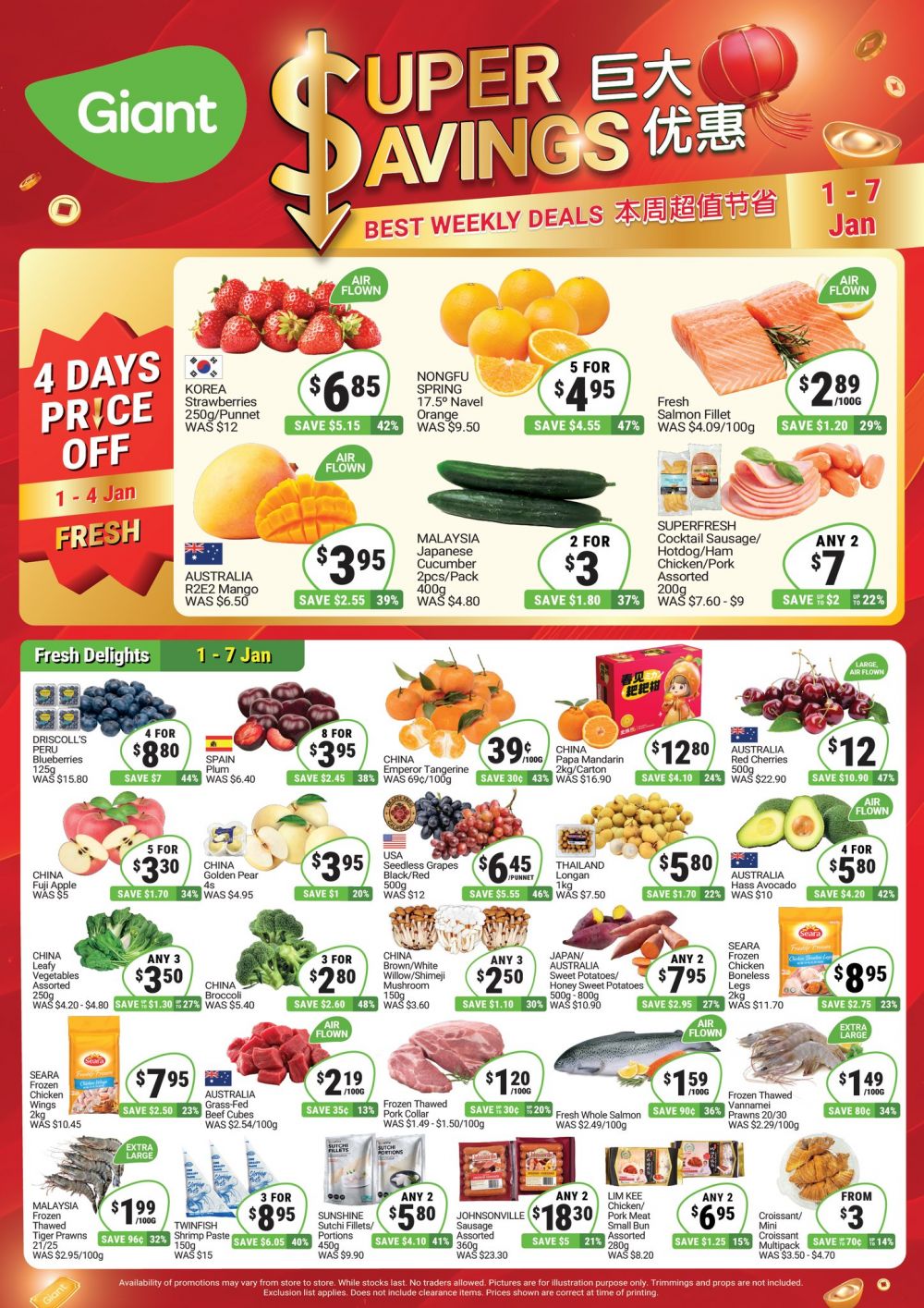Giant Super Savings Weekly Promotion: Korea Strawberries $6.85 & Fresh Salmon Deal (1-7 Jan 2026) Giant Super Savings Weekly Promotion: Korea Strawberries $6.85 & Fresh Salmon Deal (1-7 Jan 2026)