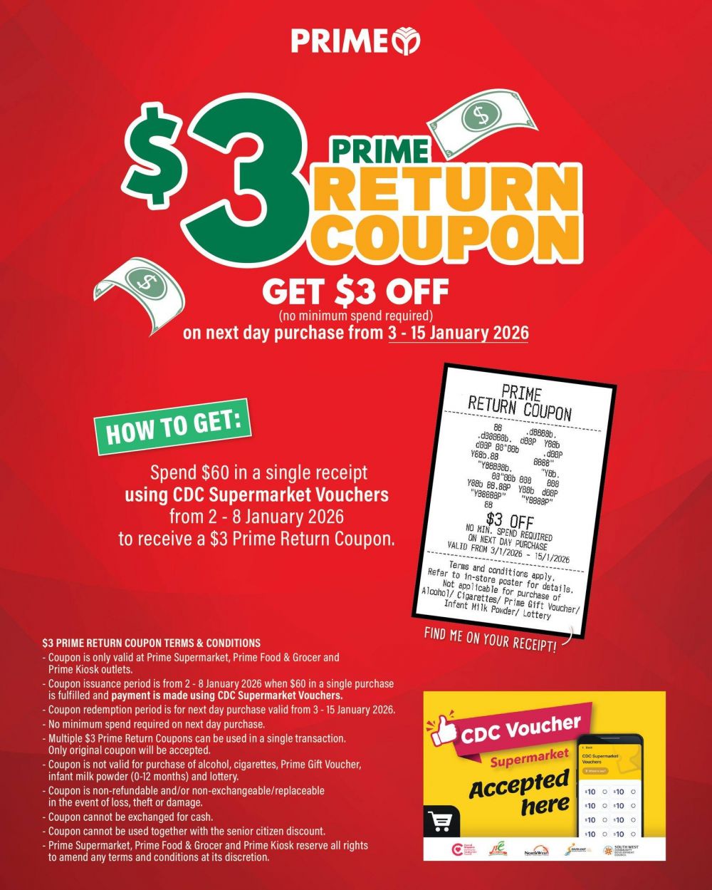 Prime Supermarket CDC Voucher Promo: Get $3 Return Coupon (2-8 Jan 2026) Prime Supermarket CDC Voucher Promo: Get $3 Return Coupon (2-8 Jan 2026)