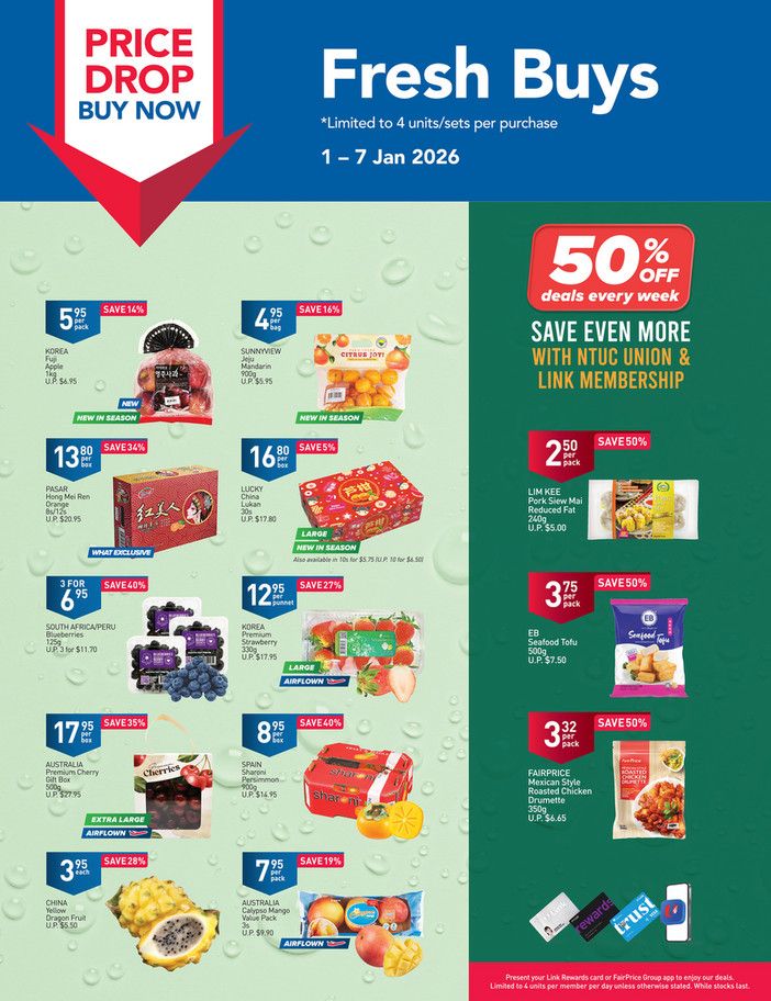 NTUC FairPrice Weekly Promotion: Fresh Buys Deals (1-7 Jan 2026) NTUC FairPrice Weekly Promotion: Fresh Buys Deals (1-7 Jan 2026)