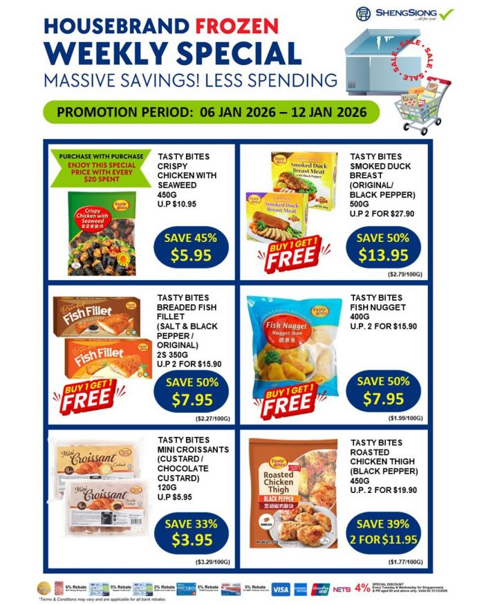 Sheng Siong Weekly Promotion: Buy 1 Get 1 Free Frozen Deals (6-12 Jan 2026) Sheng Siong Weekly Promotion: Buy 1 Get 1 Free Frozen Deals (6-12 Jan 2026)