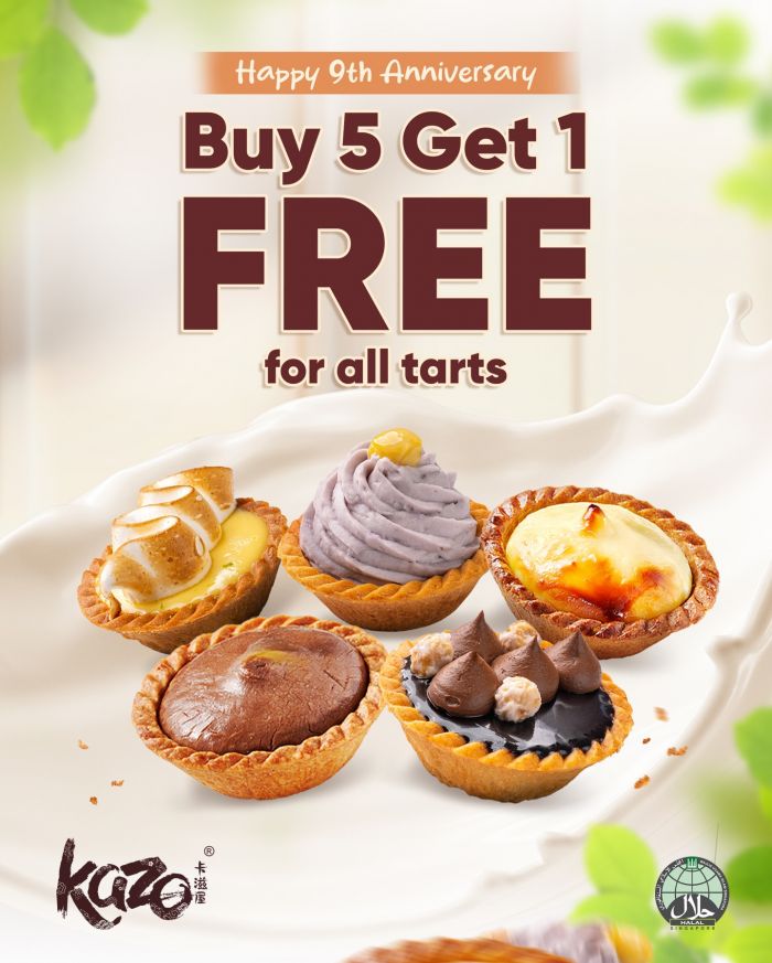 Kazo 9th Anniversary Promo: Buy 5 Get 1 FREE Tart (Ends 11 Jan 2026) Kazo 9th Anniversary Promo: Buy 5 Get 1 FREE Tart (Ends 11 Jan 2026)