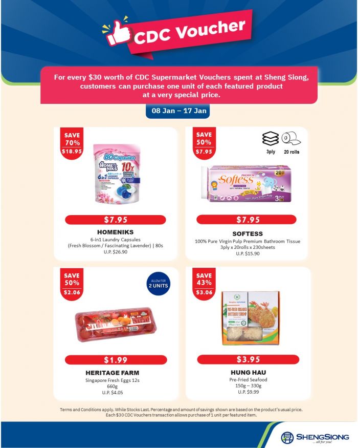 Sheng Siong CDC Voucher Promotion: Spend $30, Save 70% on Essentials (8-17 Jan 2026) Sheng Siong CDC Voucher Promotion: Spend $30, Save 70% on Essentials (8-17 Jan 2026)