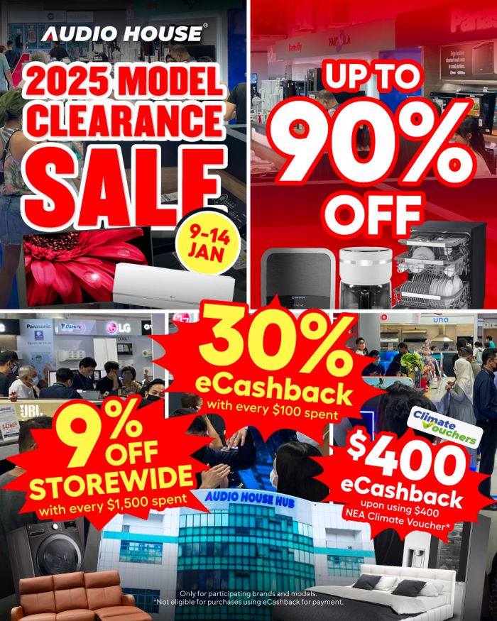 Audio House 2025 Model Clearance Sale: Up to 90% Off + 30% eCashback (9-14 Jan 2026) Audio House 2025 Model Clearance Sale: Up to 90% Off + 30% eCashback (9-14 Jan 2026)