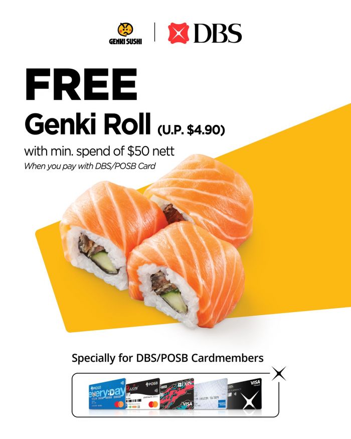 Genki Sushi DBS/POSB Promo: Free Genki Roll with Min. Spend (Limited Time) Genki Sushi DBS/POSB Promo: Free Genki Roll with Min. Spend (Limited Time)