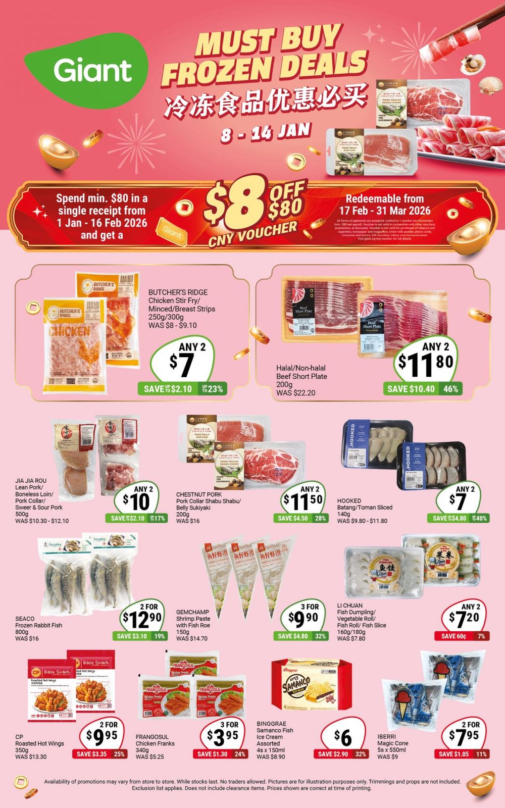 Giant CNY Weekly Promotion: Frozen Steamboat Deals & $8 Voucher (8-14 Jan 2026) Giant CNY Weekly Promotion: Frozen Steamboat Deals & $8 Voucher (8-14 Jan 2026)