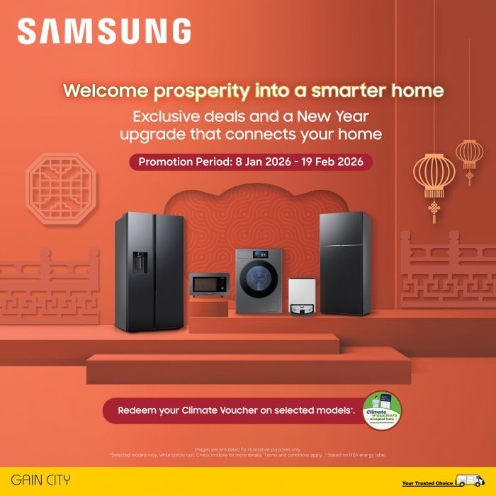 Gain City Samsung Home Appliances CNY Promotion (8 Jan - 19 Feb 2026) Gain City Samsung Home Appliances CNY Promotion (8 Jan - 19 Feb 2026)
