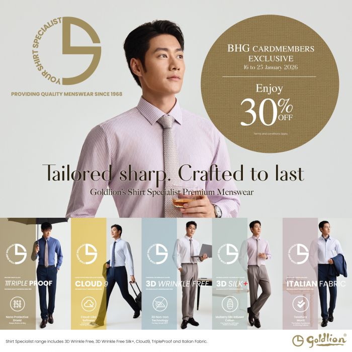 BHG Goldlion Promotion - Premium Shirt Specialist Range 30% OFF (16-26 Jan 2026) BHG Goldlion Promotion - Premium Shirt Specialist Range 30% OFF (16-26 Jan 2026)