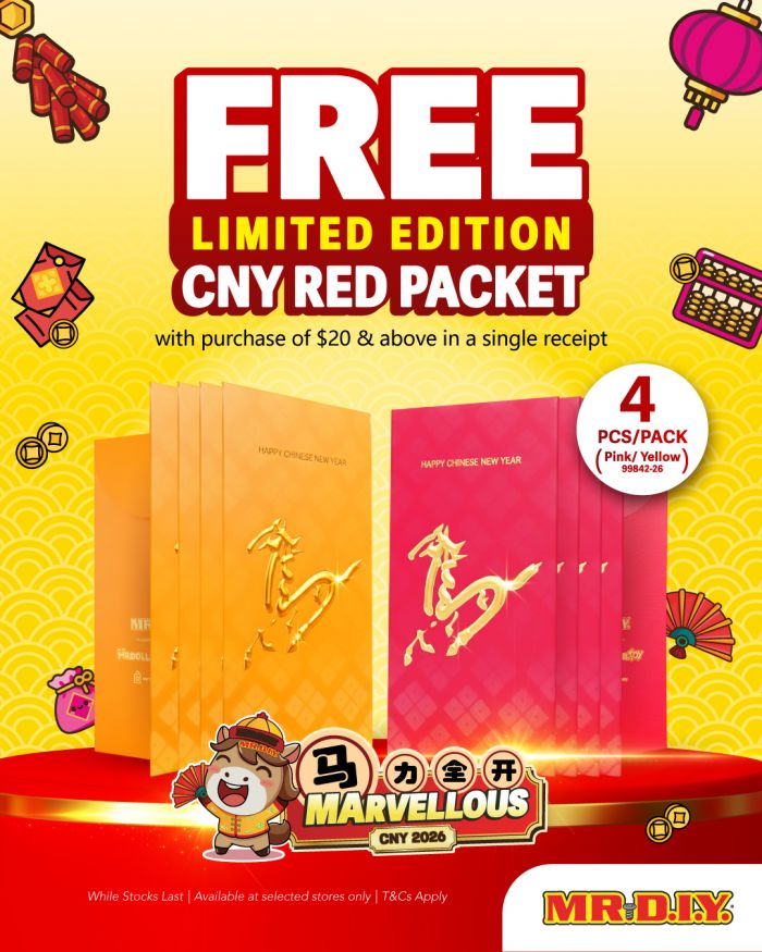 MR DIY Free Limited Edition CNY Red Packets: Spend $20 Promotion (January 2026) MR DIY Free Limited Edition CNY Red Packets: Spend $20 Promotion (January 2026)
