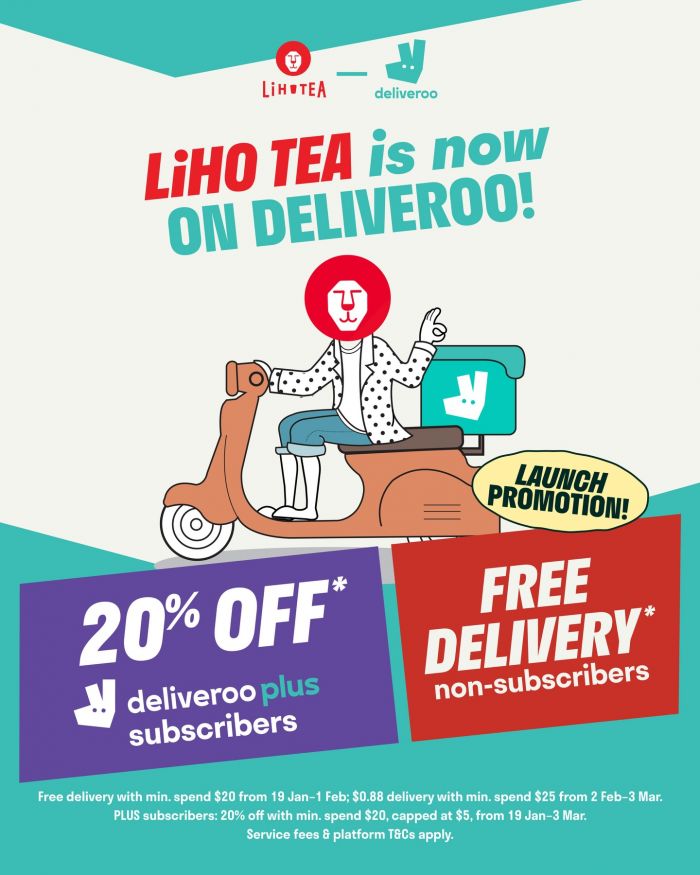 LiHO TEA x Deliveroo Launch Promotion: 20% OFF & Free Delivery (Jan - Mar 2026) LiHO TEA x Deliveroo Launch Promotion: 20% OFF & Free Delivery (Jan - Mar 2026)