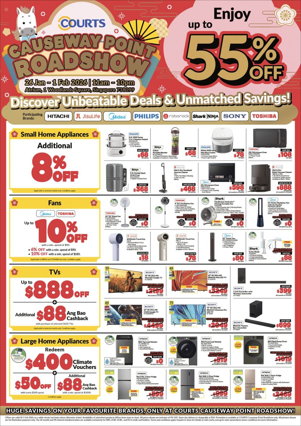 Courts Causeway Point Roadshow: Up to 55% OFF Home Appliances (26 Jan - 1 Feb 2026) Courts Causeway Point Roadshow: Up to 55% OFF Home Appliances (26 Jan - 1 Feb 2026)
