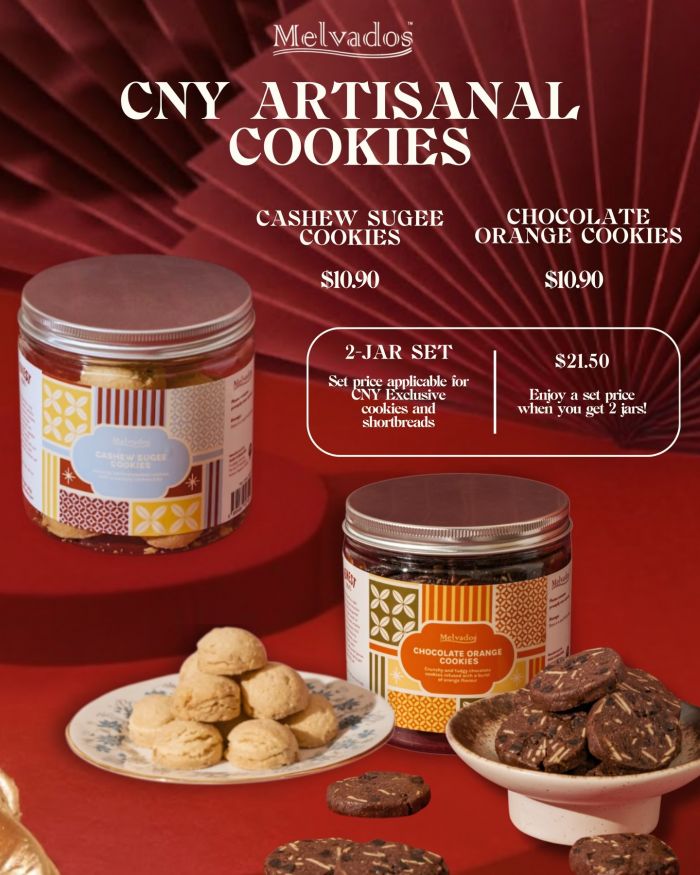 MELVADOS CNY Artisanal Cookies: Cashew Sugee & Chocolate Orange (2-Jar Bundle) MELVADOS CNY Artisanal Cookies: Cashew Sugee & Chocolate Orange (2-Jar Bundle)
