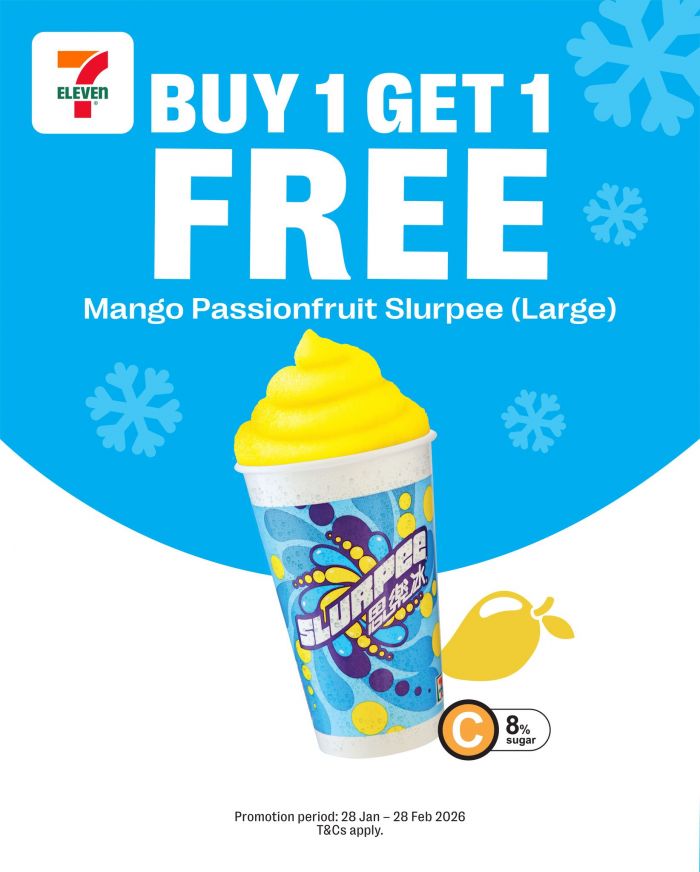 7-Eleven Buy 1 Get 1 Free: Mango Passionfruit Slurpee (Large) (28 Jan - 28 Feb 2026) 7-Eleven Buy 1 Get 1 Free: Mango Passionfruit Slurpee (Large) (28 Jan - 28 Feb 2026)