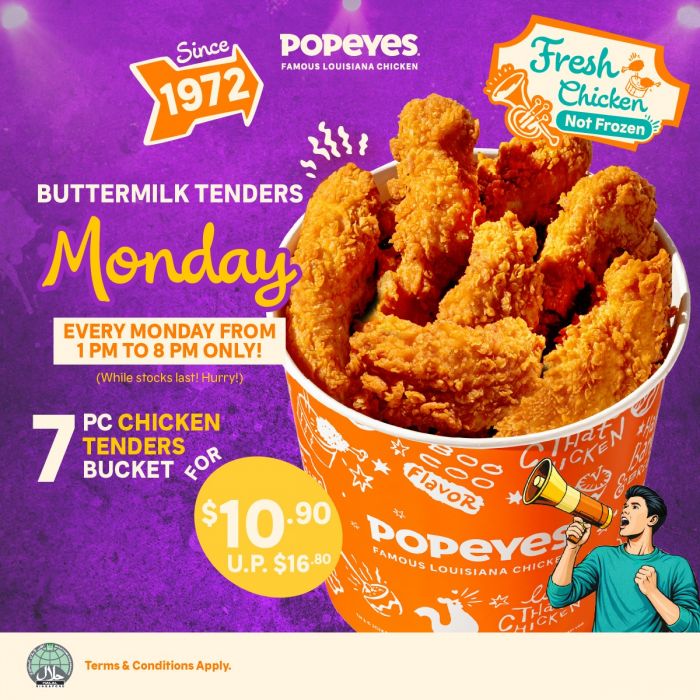 Popeyes Buttermilk Tenders Monday: 7pc Chicken Tenders Bucket for $10.90 (March 2026) Popeyes Buttermilk Tenders Monday: 7pc Chicken Tenders Bucket for $10.90 (March 2026)