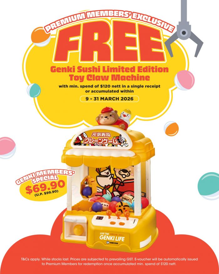 Genki Sushi Promotion: Free Genki Toy Claw Machine (March 2026) Genki Sushi Promotion: Free Genki Toy Claw Machine (March 2026)