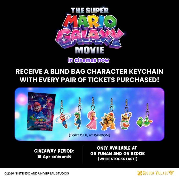 Golden Village THE SUPER MARIO GALAXY MOVIE: FREE Blind Bag Character Keychain (Starting 18 April 2026) Golden Village THE SUPER MARIO GALAXY MOVIE: FREE Blind Bag Character Keychain (Starting 18 April 2026)