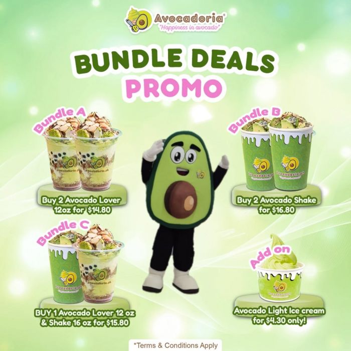 Avocadoria Bundle Deals: Promo - Buy 2 Desserts From $14.80 Avocadoria Bundle Deals: Promo - Buy 2 Desserts From $14.80