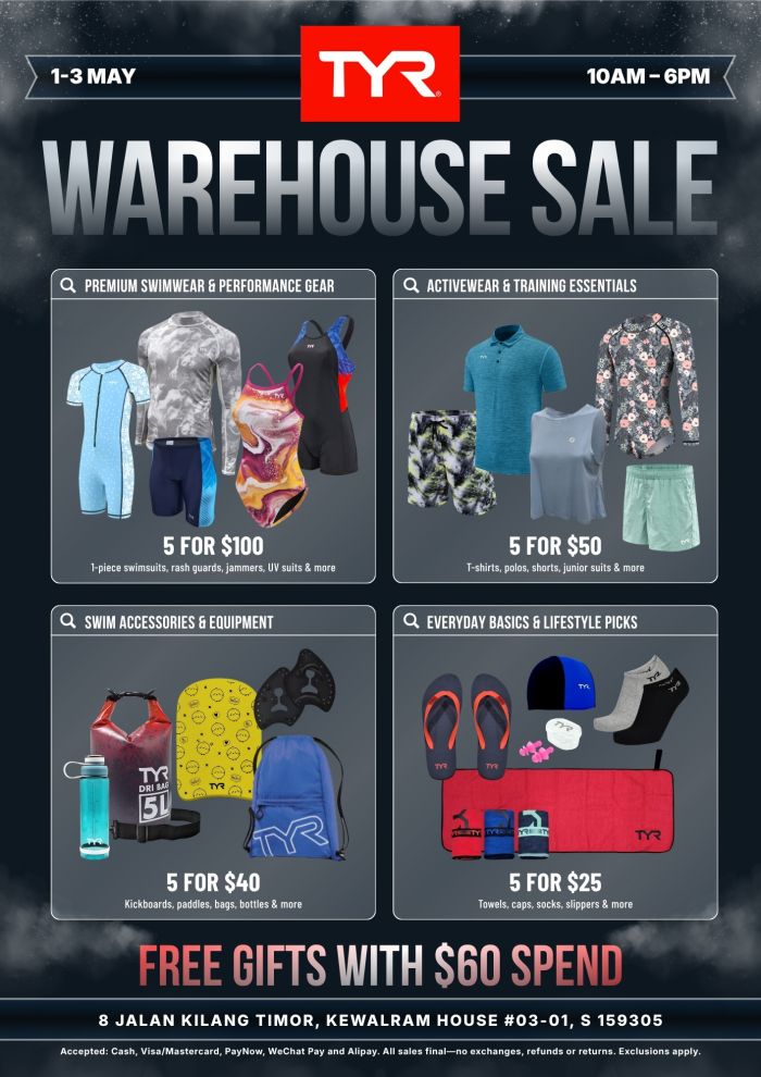 TYR Warehouse Sale: Up to 80% OFF & Exclusive Bundle Deals (1-3 May 2026) TYR Warehouse Sale: Up to 80% OFF & Exclusive Bundle Deals (1-3 May 2026)