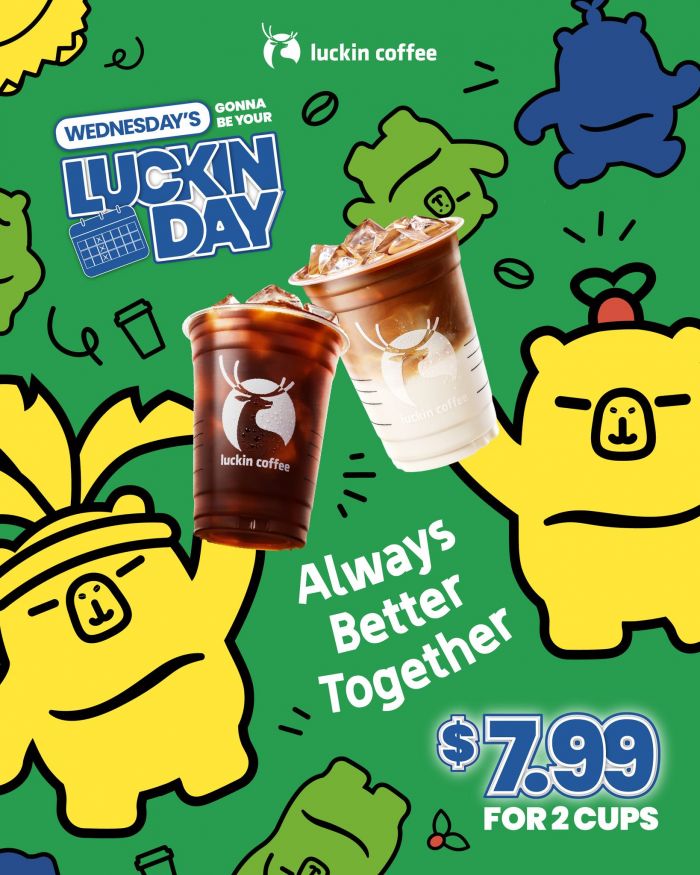Luckin Coffee Wednesday Promotion: Luckin Day - 2 Cups for $7.99 (22 April 2026) Luckin Coffee Wednesday Promotion: Luckin Day - 2 Cups for $7.99 (22 April 2026)