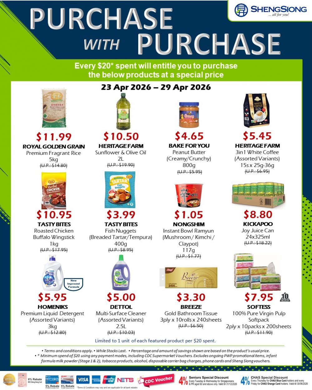 Sheng Siong PWP Promotion: Super Value Deals - Massive Discounts on Everyday Essentials (23 - 29 Apr 2026) Sheng Siong PWP Promotion: Super Value Deals - Massive Discounts on Everyday Essentials (23 - 29 Apr 2026)