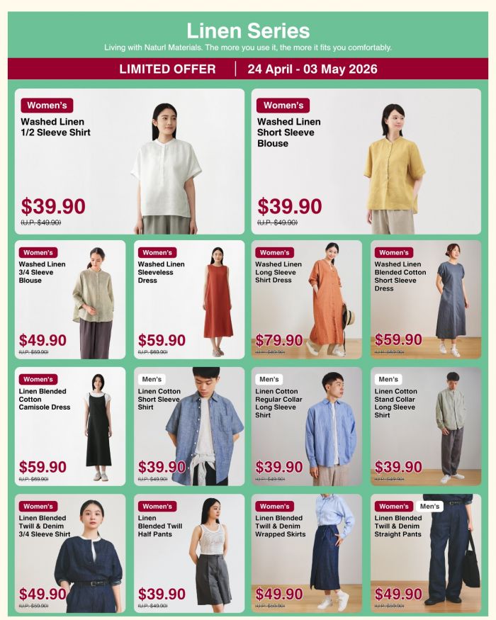 MUJI Limited-Time Offers: Linen Series, UV Protection Wear & 15% OFF Cooling Bedlinen (24 April - 03 May 2026) MUJI Limited-Time Offers: Linen Series, UV Protection Wear & 15% OFF Cooling Bedlinen (24 April - 03 May 2026)