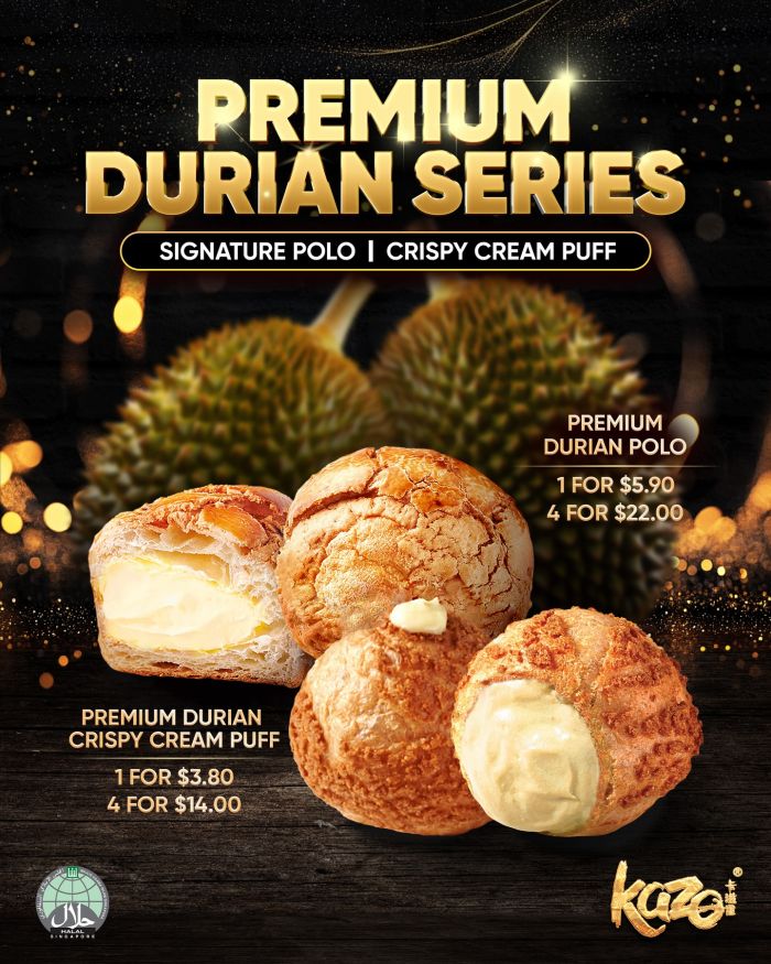 Kazo Premium Durian Series: Signature Polo & Crispy Cream Puff - From $3.80 Kazo Premium Durian Series: Signature Polo & Crispy Cream Puff - From $3.80