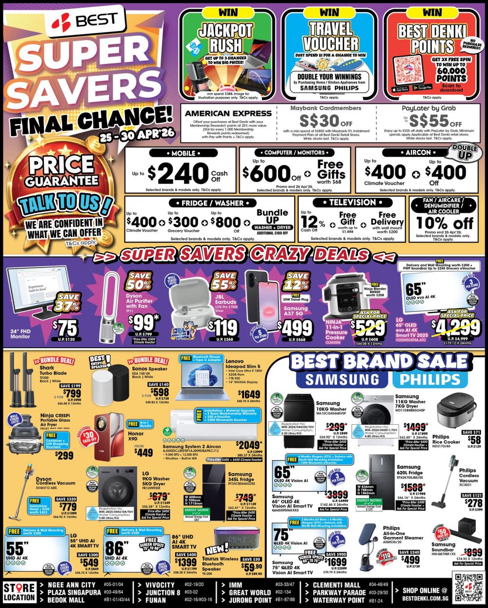 BEST Denki Super Savers Final Chance: Up to $800 OFF TVs & Home Appliances (25 - 30 April 2026) BEST Denki Super Savers Final Chance: Up to $800 OFF TVs & Home Appliances (25 - 30 April 2026)