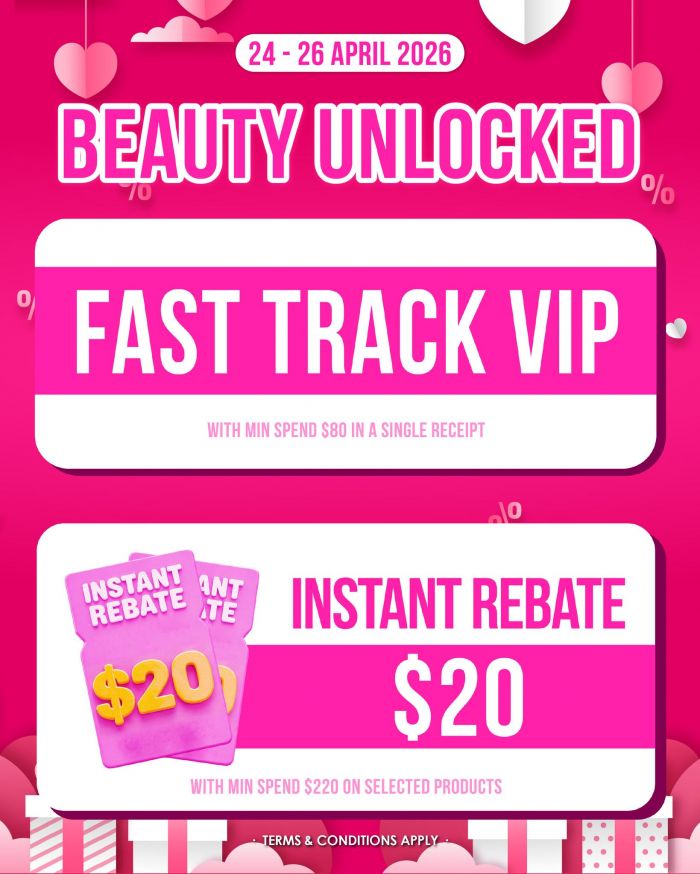 SaSa Weekend Beauty Deals: Fast Track VIP & $20 Instant Rebates (24 - 26 April 2026) SaSa Weekend Beauty Deals: Fast Track VIP & $20 Instant Rebates (24 - 26 April 2026)