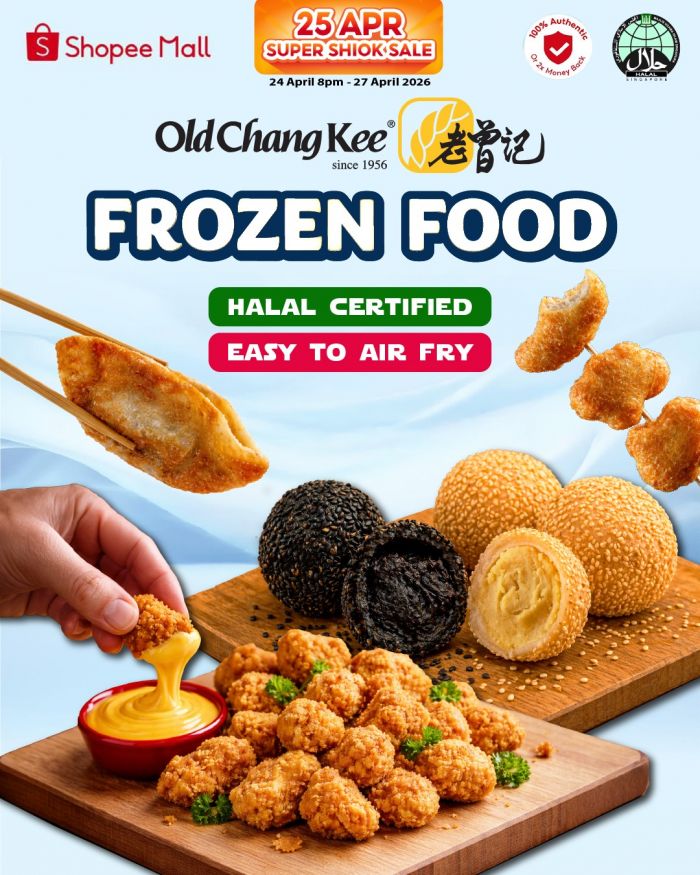 Old Chang Kee Shopee Mall Super Shiok Sale: Halal Frozen Food & Air Fryer Snacks (24 - 27 April 2026) Old Chang Kee Shopee Mall Super Shiok Sale: Halal Frozen Food & Air Fryer Snacks (24 - 27 April 2026)