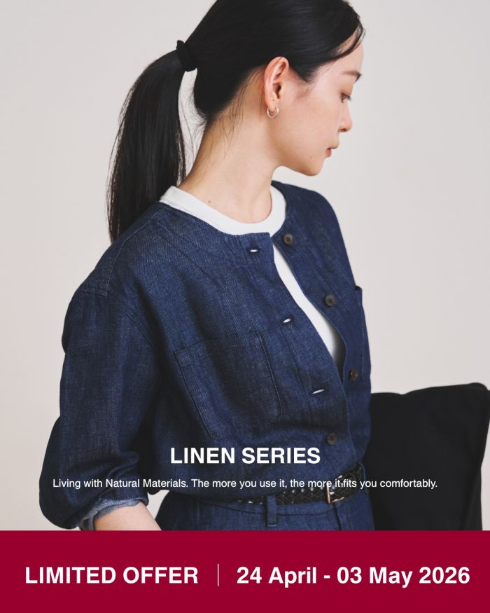 MUJI Airy Linen Series Limited Offer: Breathable Shirts, Dresses & Pants from $39.90 (24 April - 03 May 2026) MUJI Airy Linen Series Limited Offer: Breathable Shirts, Dresses & Pants from $39.90 (24 April - 03 May 2026)