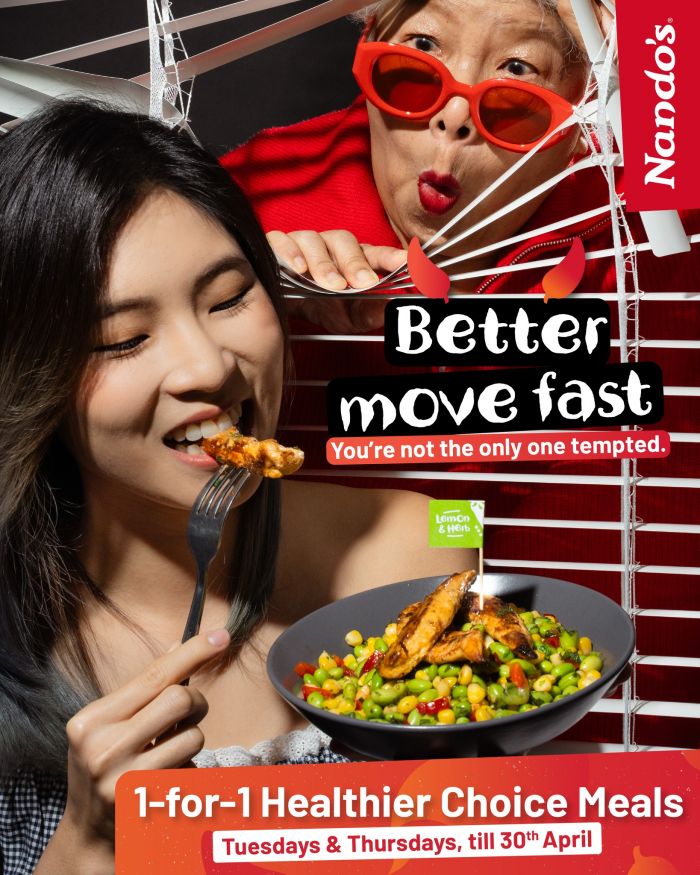 Nando's 1-For-1 Healthier Choice Meals: Tuesday & Thursday Promotion (Until 30 April 2026) Nando's 1-For-1 Healthier Choice Meals: Tuesday & Thursday Promotion (Until 30 April 2026)