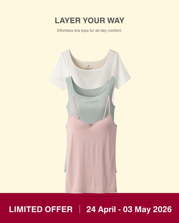 MUJI Limited Offer: Women's Lyocell Blended Bra Tops for $24.90 (24 April - 03 May 2026) MUJI Limited Offer: Women's Lyocell Blended Bra Tops for $24.90 (24 April - 03 May 2026)