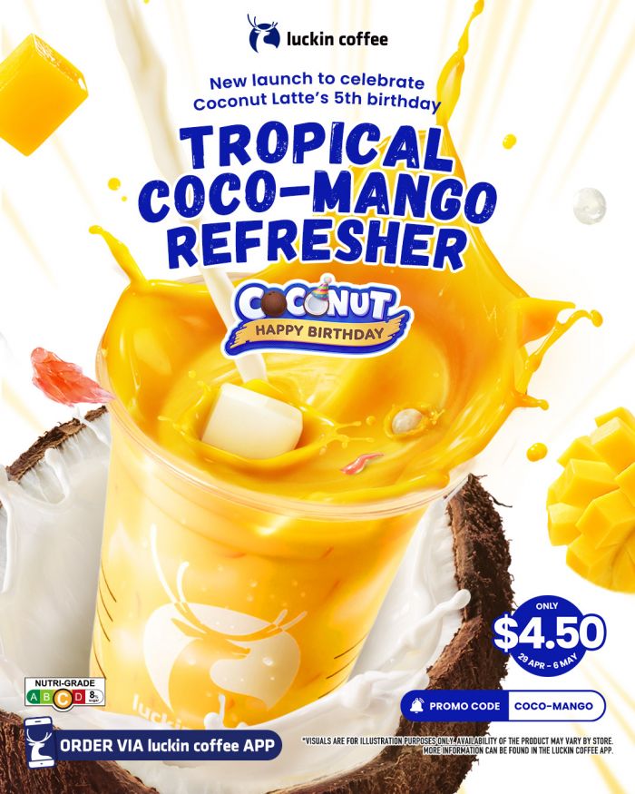 luckin coffee Tropical Coco-Mango Refresher Launch: $4.50 Promo Code Deal (29 April - 06 May 2026) luckin coffee Tropical Coco-Mango Refresher Launch: $4.50 Promo Code Deal (29 April - 06 May 2026)