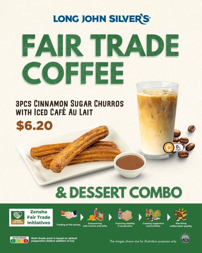 Long John Silver's Menu: Fair Trade Coffee & Dessert Combo - Churros & Coffee Combo for $6.20 Long John Silver's Menu: Fair Trade Coffee & Dessert Combo - Churros & Coffee Combo for $6.20