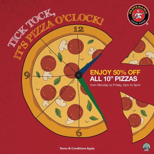 PastaMania 2-5 Pizza Time 50% OFF Promotion (valid until 30 Sep 2021) PastaMania 2-5 Pizza Time 50% OFF Promotion (valid until 30 Sep 2021)