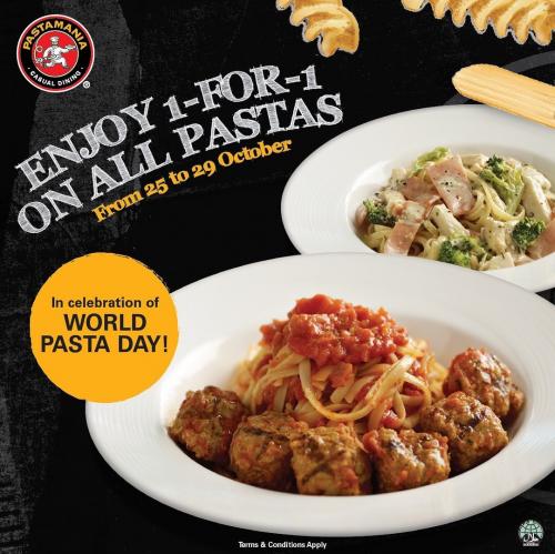 PastaMania World Pasta Day 1-For-1 Pasta Promotion (25 Oct 2021 - 29 Oct 2021) PastaMania World Pasta Day 1-For-1 Pasta Promotion (25 Oct 2021 - 29 Oct 2021)