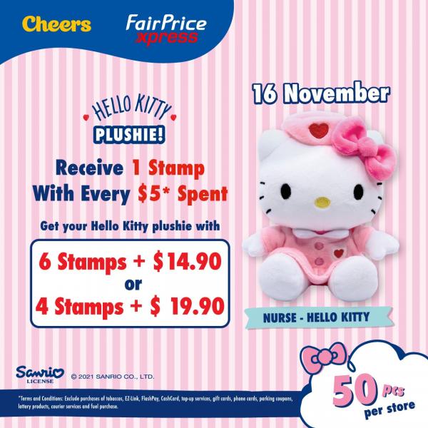 Cheers & FairPrice Xpress Hello Kitty Plushie Nurse Cheers & FairPrice Xpress Hello Kitty Plushie Nurse