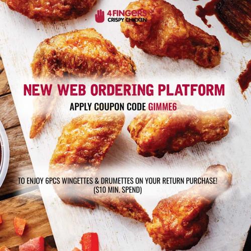 4Fingers Web Ordering Promotion FREE Wingettes & Drumettes Promo Code 4Fingers Web Ordering Promotion FREE Wingettes & Drumettes Promo Code