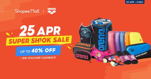 Arena Shopee Super Shiok Sale Up To 40% OFF + 10% Voucher Cashback (20 Apr 2022 - 4 May 2022) Arena Shopee Super Shiok Sale Up To 40% OFF + 10% Voucher Cashback (20 Apr 2022 - 4 May 2022)