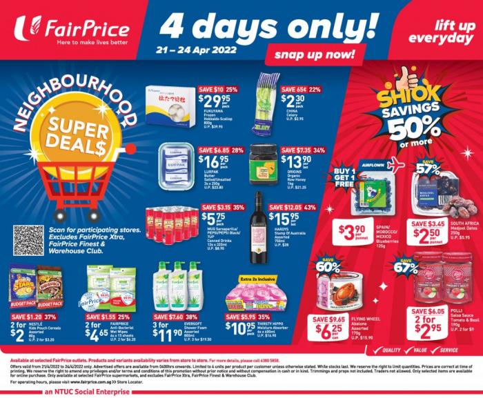 FairPrice 4 Days Only Promotion (21 Apr 2022 - 24 Apr 2022) FairPrice 4 Days Only Promotion (21 Apr 2022 - 24 Apr 2022)