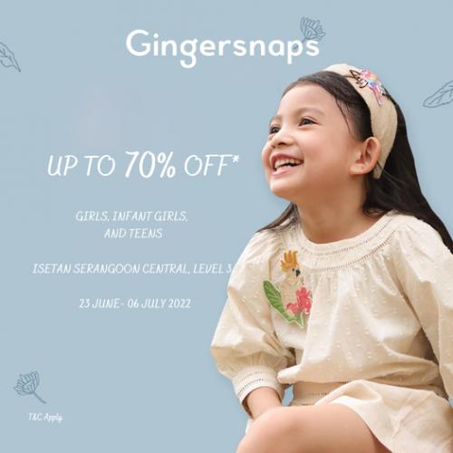ISETAN Serangoon Gingersnaps Sale Up To 70% OFF (23 Jun 2022 - 6 Jul 2022) ISETAN Serangoon Gingersnaps Sale Up To 70% OFF (23 Jun 2022 - 6 Jul 2022)