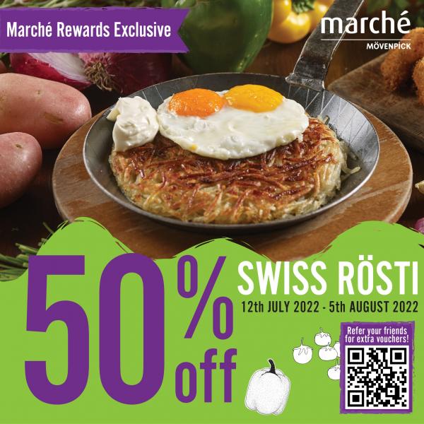 Marche Movenpick 50% OFF Swiss Rosti Promotion (12 Jul 2022 - 5 Aug 2022) Marche Movenpick 50% OFF Swiss Rosti Promotion (12 Jul 2022 - 5 Aug 2022)