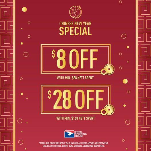 Royal Sporting House Chinese New Year Sale Up To $28 Off (valid until 21 Feb 2021) Royal Sporting House Chinese New Year Sale Up To $28 Off (valid until 21 Feb 2021)