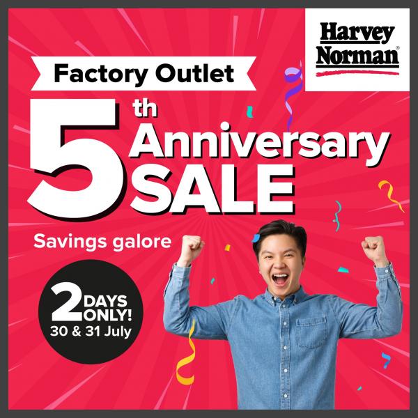 Harvey Norman Factory Outlet 5th Anniversary Sale (30 Jul 2022 31 Jul