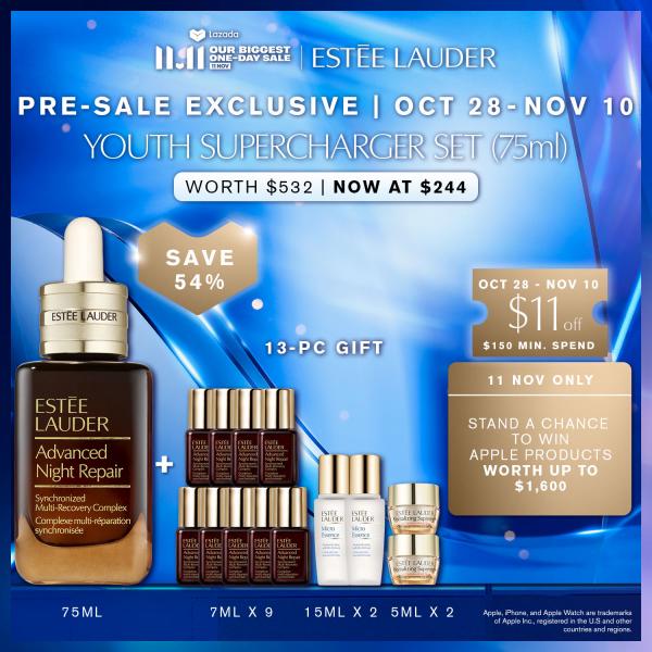 Estee Lauder Lazada 11.11 Pre-Sale (28 Oct 2022 - 10 Nov 2022) Estee Lauder Lazada 11.11 Pre-Sale (28 Oct 2022 - 10 Nov 2022)