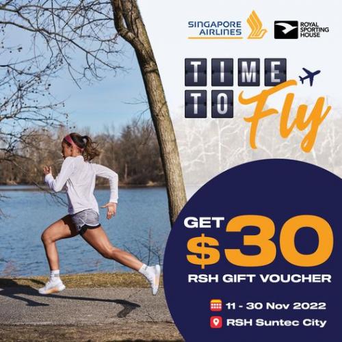 Royal Sporting House Suntec City Time to Fly Promotion FREE $30 Voucher (11 Nov 2022 - 30 Nov 2022) Royal Sporting House Suntec City Time to Fly Promotion FREE $30 Voucher (11 Nov 2022 - 30 Nov 2022)