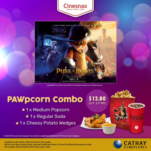 Cathay Cineplexes Cinesnax PAWpcorn Combo for $12.80 Promotion Cathay Cineplexes Cinesnax PAWpcorn Combo for $12.80 Promotion