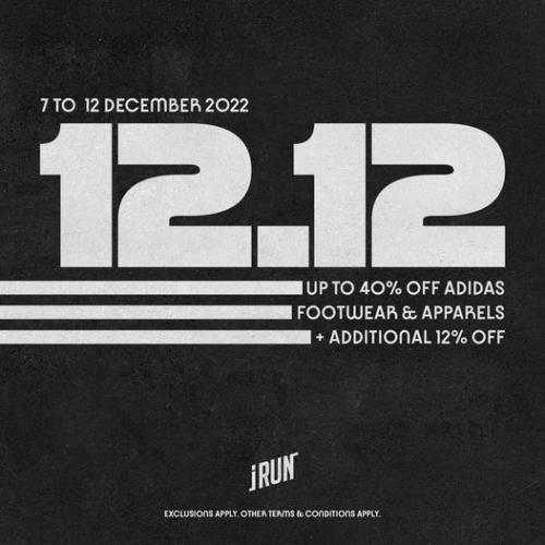 I Run Adidas 12.12 Sale Up To 40% OFF + Additional 12% OFF (7 Dec 2022 - 12 Dec 2022) I Run Adidas 12.12 Sale Up To 40% OFF + Additional 12% OFF (7 Dec 2022 - 12 Dec 2022)