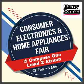 Harvey Norman Consumer Electronics & Home Appliances Fair Sale at Compass One (27 Feb 2023 - 5 Mar 2023)